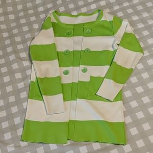Green and white striped cardigan